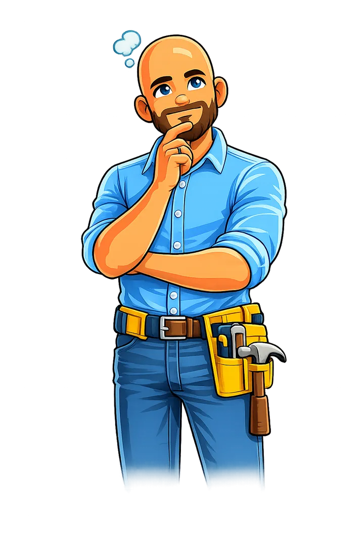 Cartoon of Handyman Ken sizing up a repair
